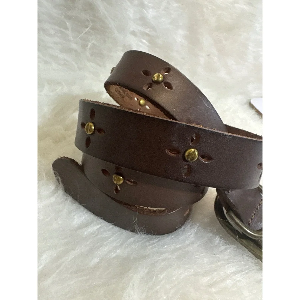 Gap Belt Womens Small Y2K Brown Floral Cutout Studded Leather Excellent